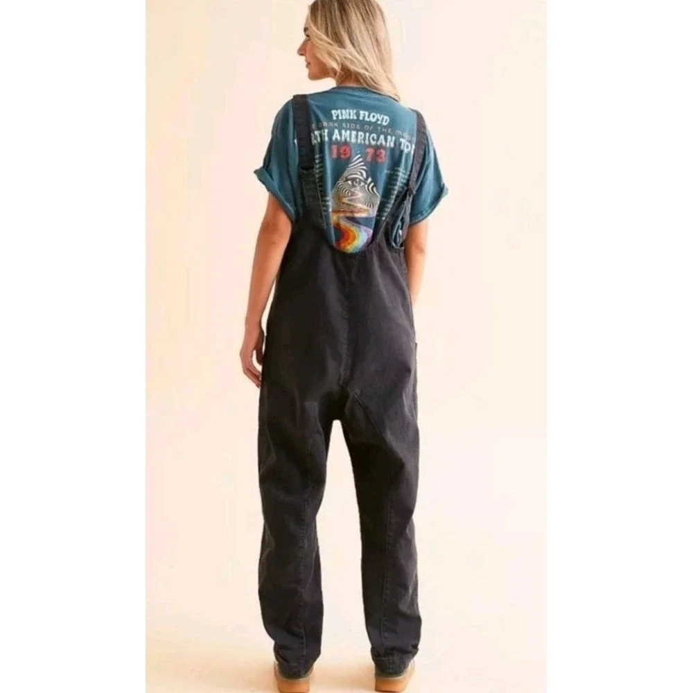 NWT Free People We The Free High Roller Overalls Mineral Black XXL Cotton